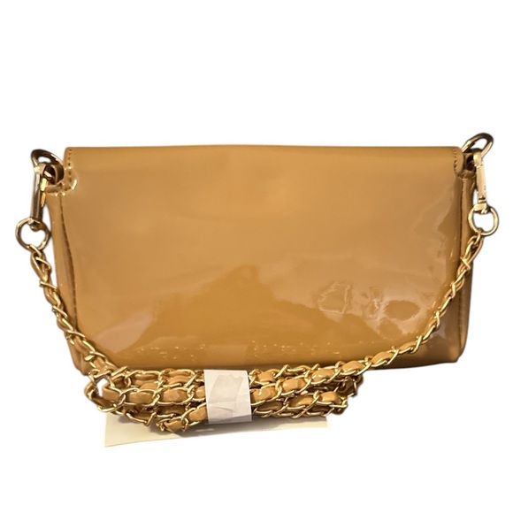 Valentino Orlandi Vegan Patent Leather Taupe crossbody/shoulder bag/clutch - Picture 4 of 12